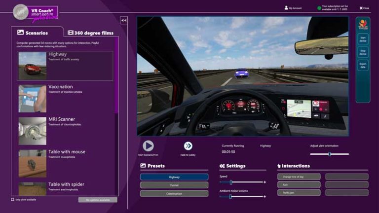 VR Szenario Autobahn - VR Therapie für Angst vor Autofahren