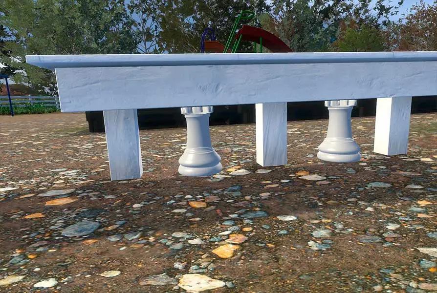 VR Therapie bei Depression: Park Szenario - Schachfiguren