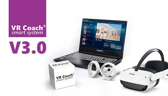 VR Coach smartsystem Hardware mit leistungsstarker Laptop und VR Headset von Pico