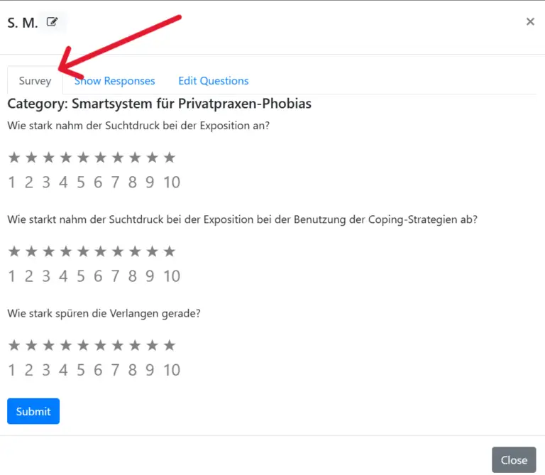 Screenshot, Statistik: Survey