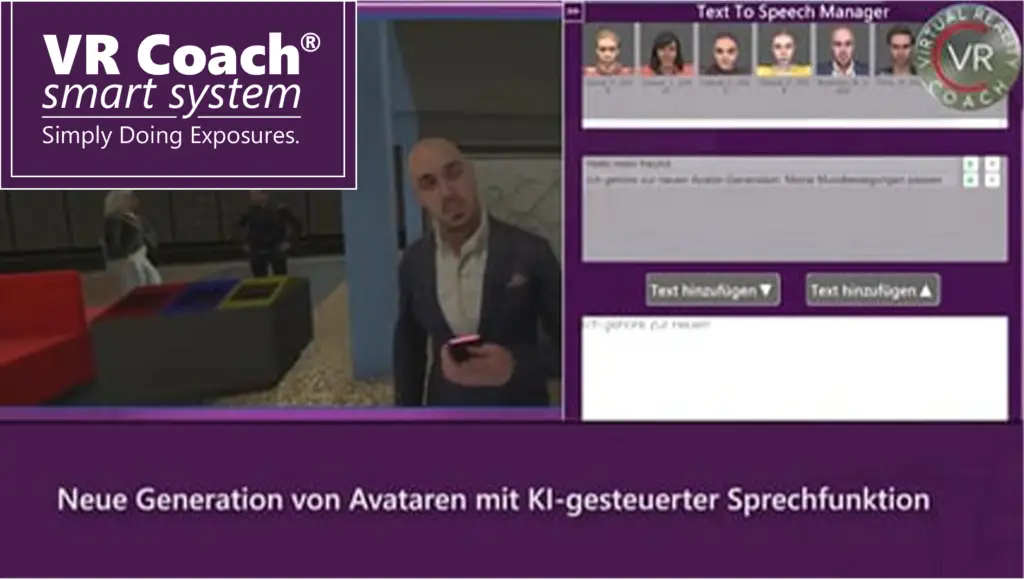 Beitragsbild: Updates der VR Therapie Software, KI Avatare, Angst, Sucht