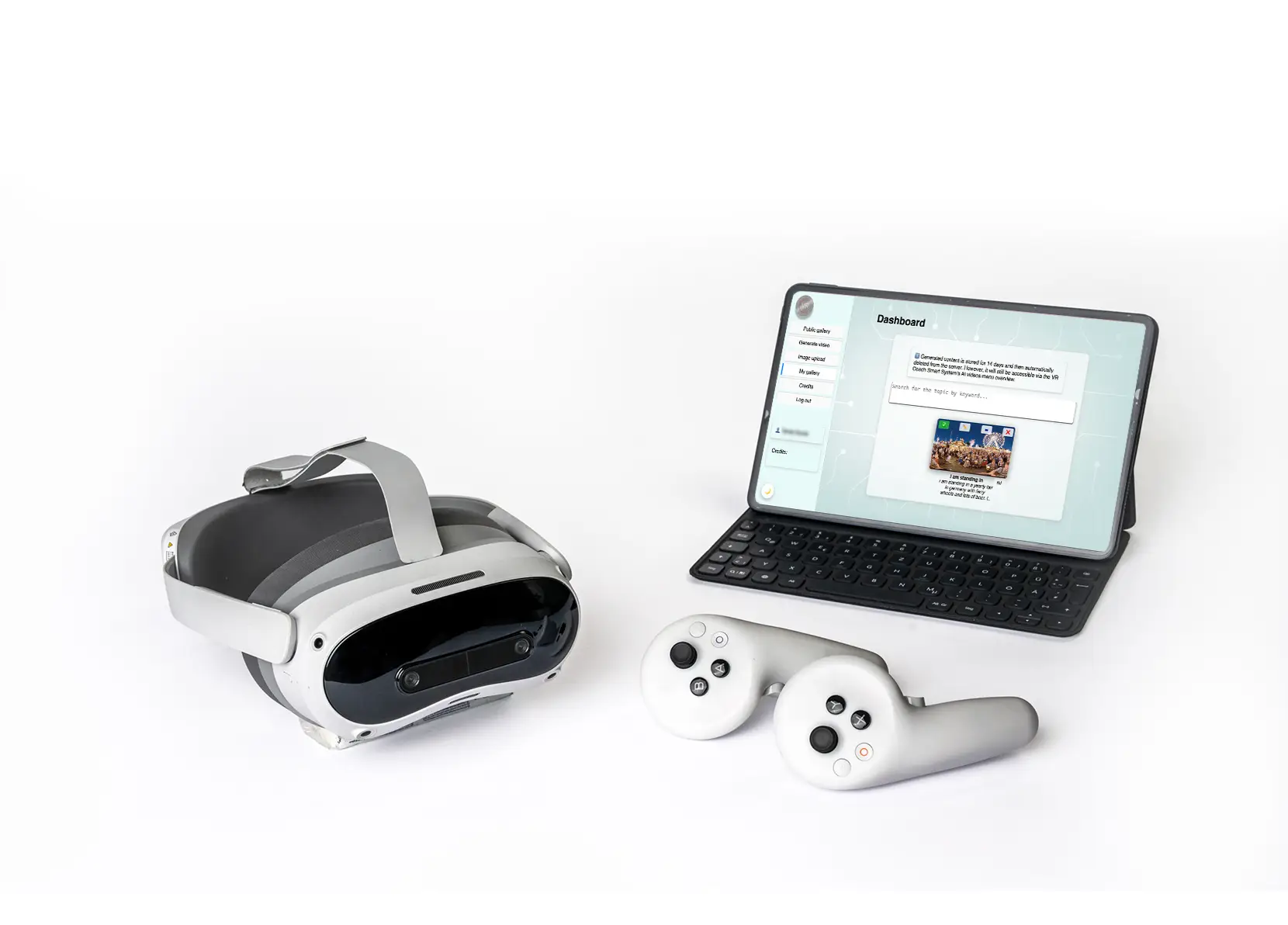 VR Headset mit Tablet, VR Coach smartsystem KI Only System