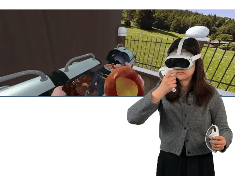 Essstörungen Szenario, VR Therapie mit VR Coach smartsystem, BBQ Fleisch oder Apfel