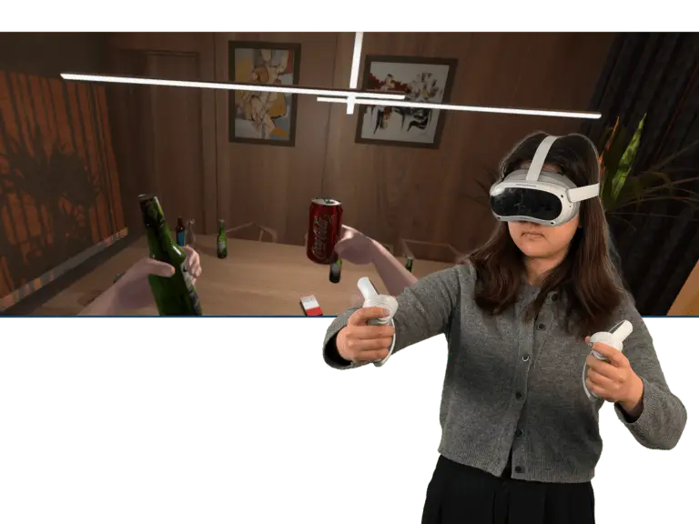 Private Feier Szenario, VR Therapie mit VR Coach smartsystem für Sucht, Alkoholsucht, Cola oder Bier