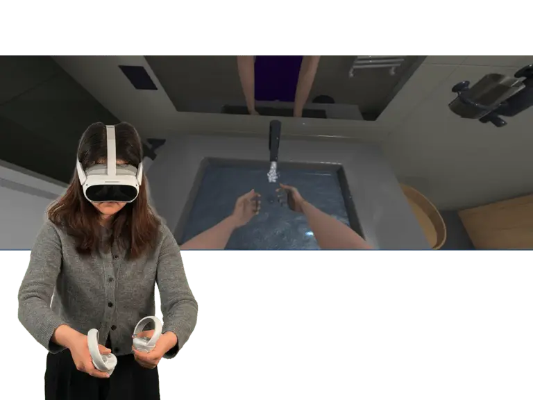Waschzwang Szenario, VR Therapie mit VR Coach smartsystem für Zwänge/Compulsions, schmutzige Hände waschen