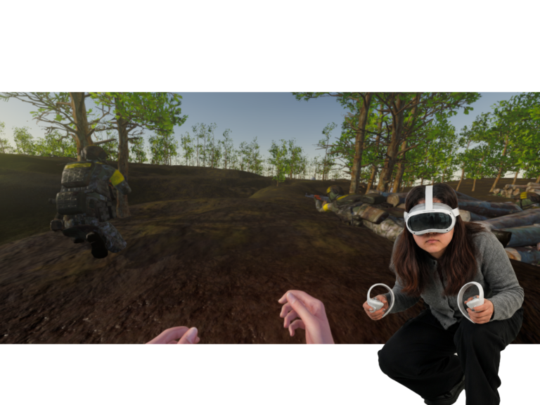 Drohnenszenario PTBS, VR Therapie mit VR Coach smartsystem, militärische Drohne aus Bodenperspektive, VR Therapie bei PTBS mit VR Coach smartsystem