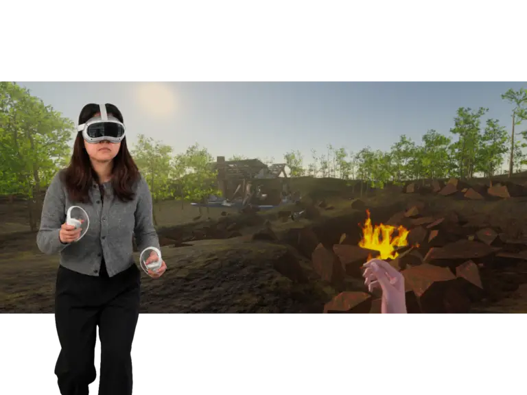 Drohnenszenario PTBS, VR Therapie mit VR Coach smartsystem, Erkunden des Kriegsgebiets aus militärischer Perspektive